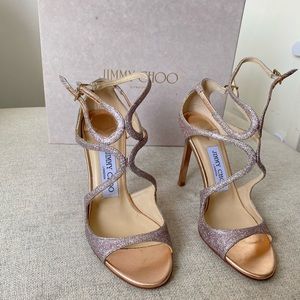 New Jimmy Choo Rose gold Glitter Heels Pumps Sz 6